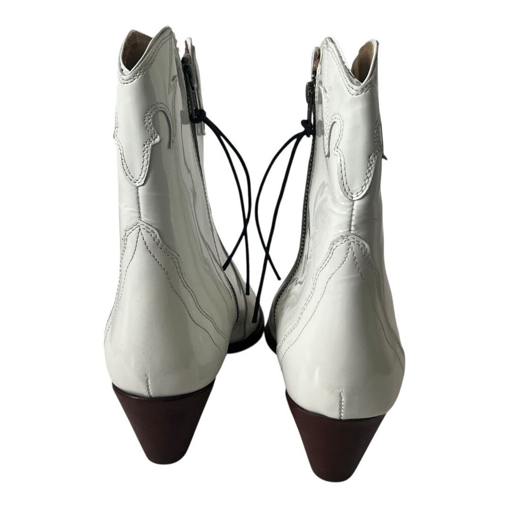 Free People New Frontier Western Boots In White Patent Leather Size 39.5 - Picture 6 of 14